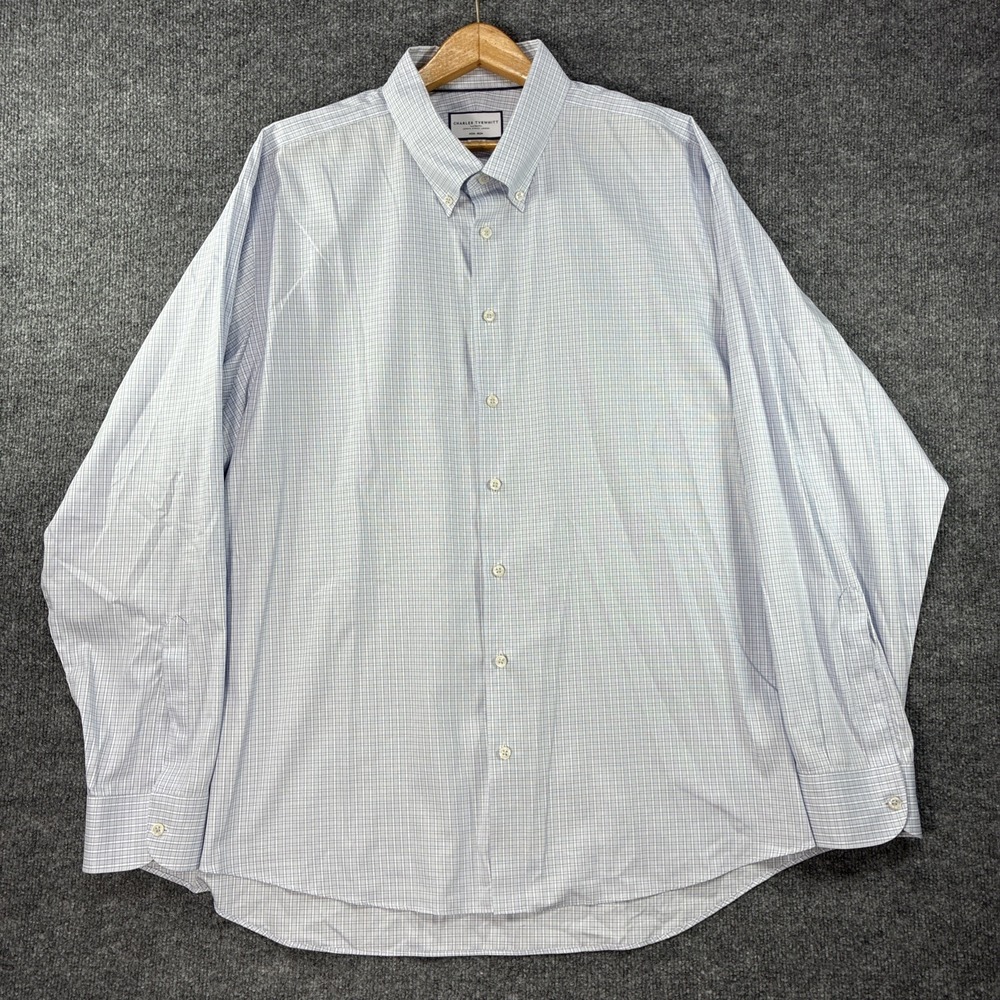 Charles Tyrwhitt Dress Shirt Mens 19/38 Button Down Blue Classic Fit Non Iron